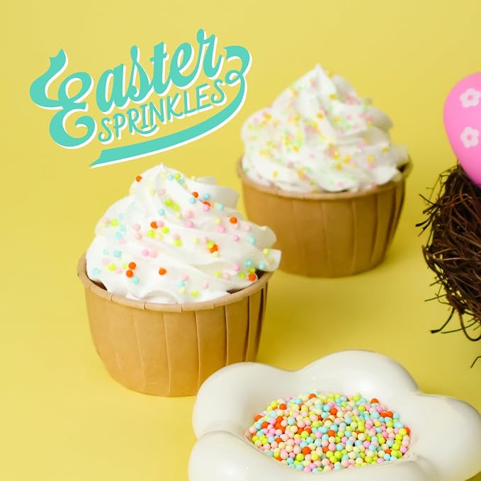 Easter Nonpareils Sprinkles, 1.32LB, Sujoygar Edible Pastel Sprinkles Bulk for Cake Decorating Cupcake Toppers Cookies Baking, Easter Spring Party Supplies Birthday Celebrations