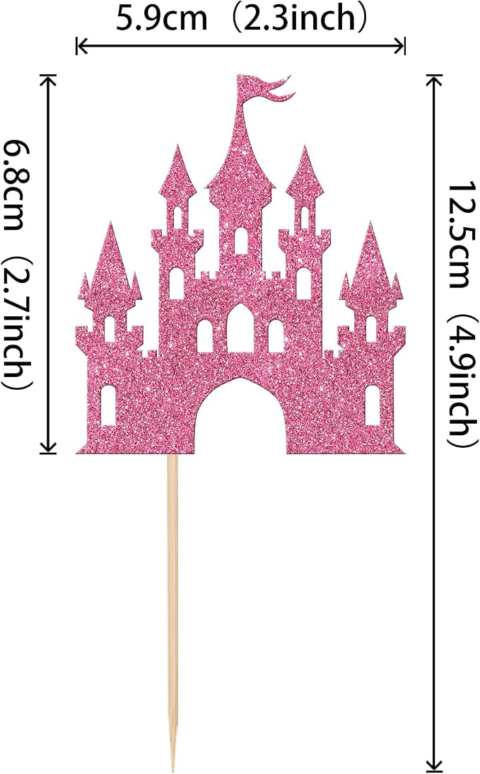 24 PCS Castle Cupcake Topper Princess Cupcake Toppers Castle Theme Birthday Party Decorations Queen Castle Cupcake Picks for Princess Prince Birthday Baby Shower Party Cake Decorations Supplies Pink