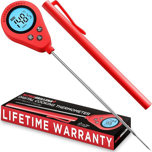 Alpha Grillers Instant Read Meat Thermometer, Digital Food Thermometer for Cooking, Bread Thermometer for Sourdough Baking, Fast Probe Kitchen Thermometer