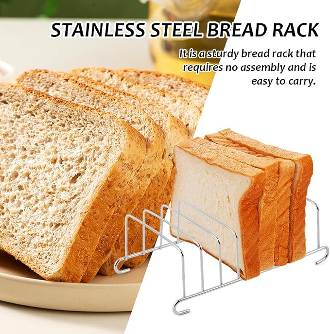 Toast Rack, 8 Slice Bread Holder Air Fryer Accessories Organizer, Stainless Steel Toast Rack Baking Tools Accessories Cooling Racks(COLOR:Silver 1 Pc)
