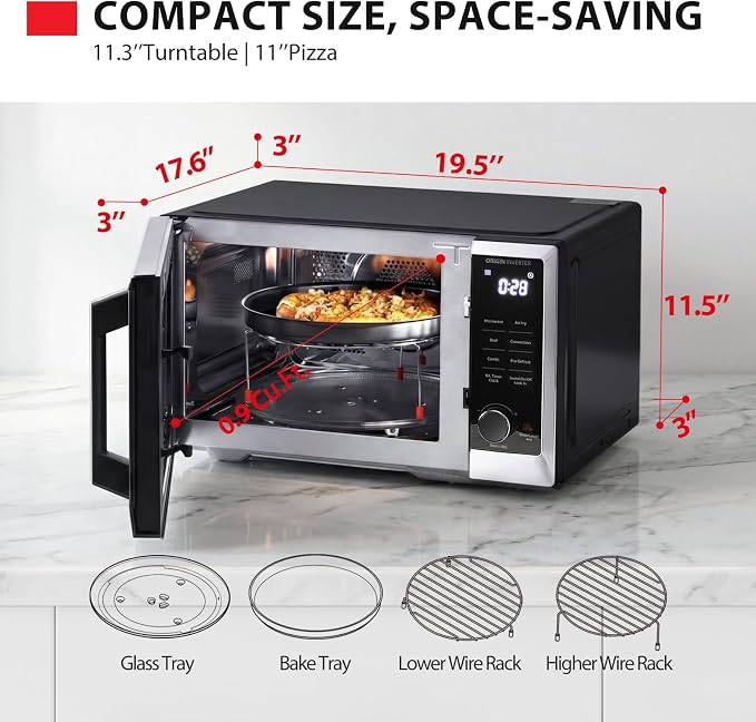 TOSHIBA Optichef Series Inverter Countertop Microwave with Air Fryer – All-in-One, Broil, Convection, Speedy Combi, Even Defrost, 11.3" Turntable, 27 Auto Menus + 47 Recipes, Stainless Steel