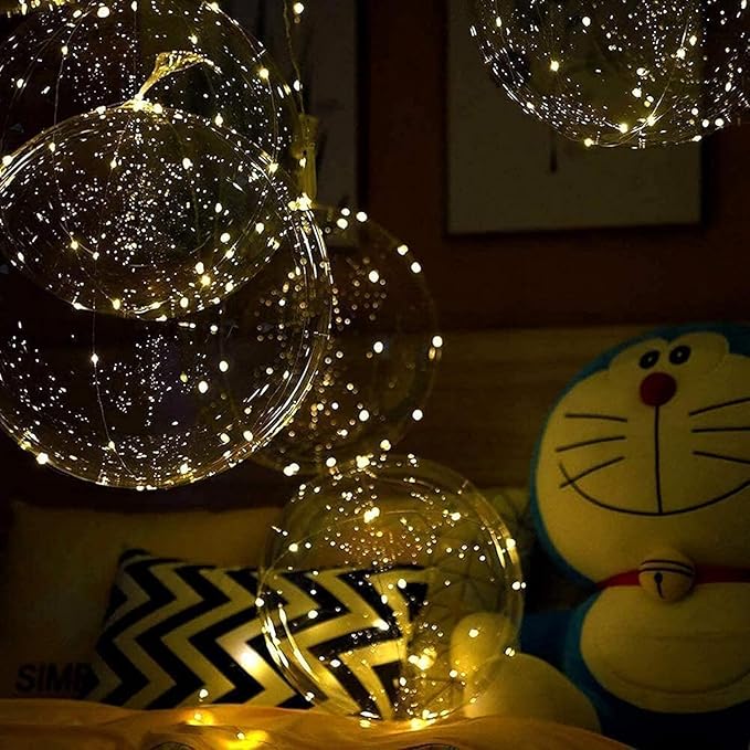 Light Up Led Balloons, 18 Packs Party Balloon Cell Battery Included Inflated Size 22 Inches 3 Modes Flashing String Lights Clear Balloon, for Birthday Wedding Decorations (Warm White)