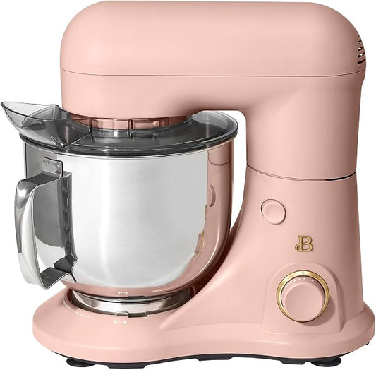 5.3 Qt Stand Mixer, 300W Electric Kitchen Mixer with 12 Speeds, Tilt Head Design, Stainless Steel Bowl, Dough Hook Whisk Beater Splash Guard (Rose)