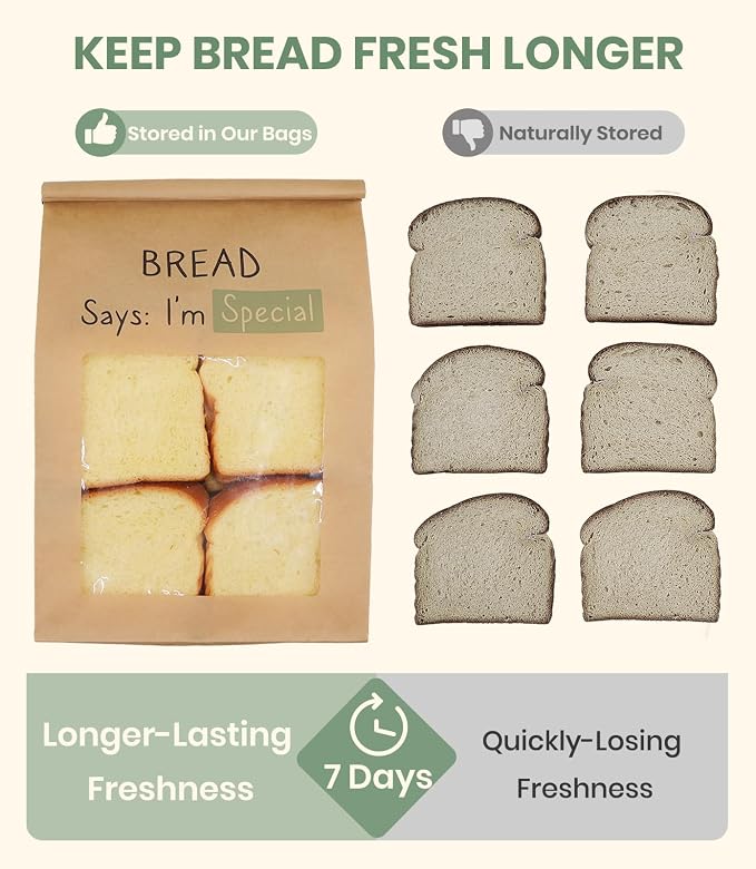 100 Pack Resealable Sourdough Bread Bags with Tabs for Gifting Round Loaf | Bulk Kraft Paper Homemade Sour Dough Gift Giving Bag with Window | Large Brown Bakery Baked Goods Packaging 13.6x8.3x4.1in