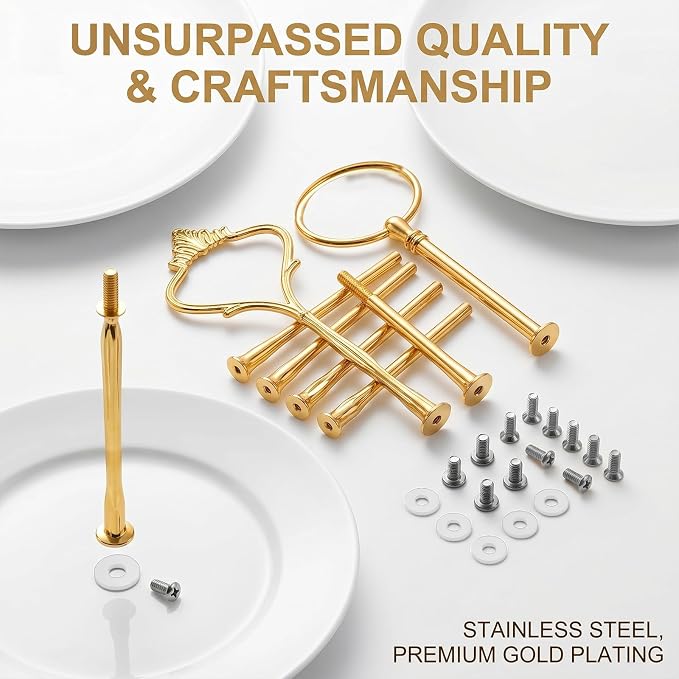 6 Sets 3 Tier Cake Stand Hardware Kit - Tiered Tray Plate Hardware - Cake Fruit Food Plate Stand Fitting Stacking Kit for Cake Stand Wedding Party