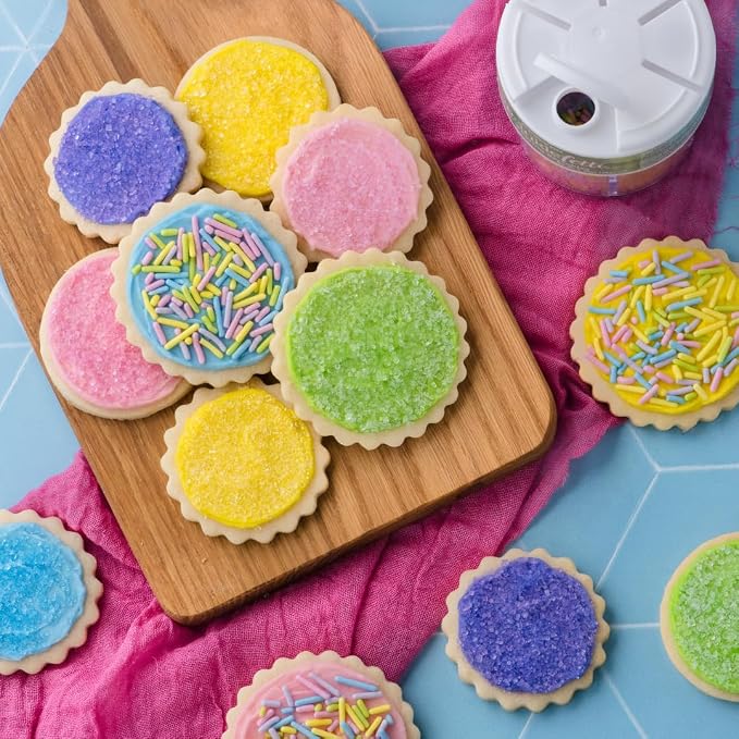 Sweets Indeed Dye Free Pastel Sprinkles 6 Cell, Yellow Blue Purple and Pink Sugar with Pastel Jimmies, No Artificial Dyes, Edible Cake Decorations Baking Ice Cream Cookies Cupcake Topper, 2.75 ounces