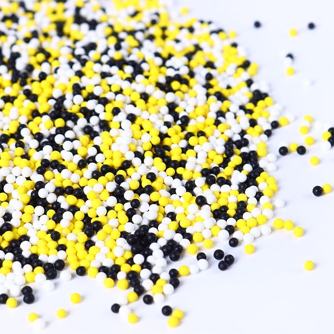 Edible White, Black and Yellow Sprinkles, Nonpareil Sprinkles, Edible Nonpareil 2mm Pears for Cake, Macaron, Cupcakes, Cookies, Ice Cream, and Candy(120g/4.23oz)