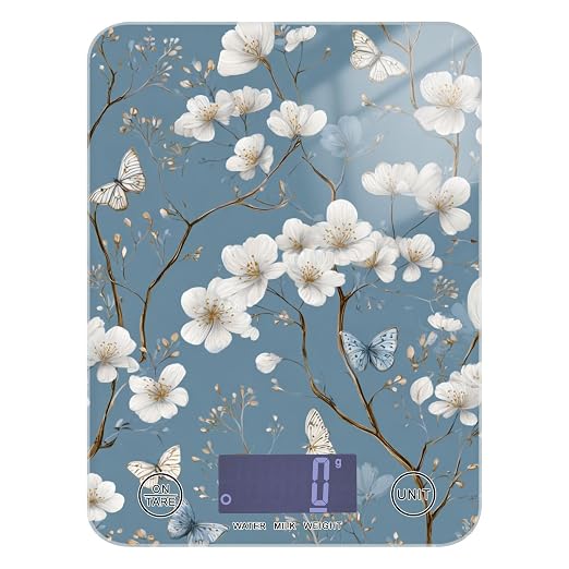 Food Scale Kitchen Scale Food Weight Scales Digital Weight Grams and Ounces Small Electronic Food Scale for Baking Cooking Blue Flowers Butterfly