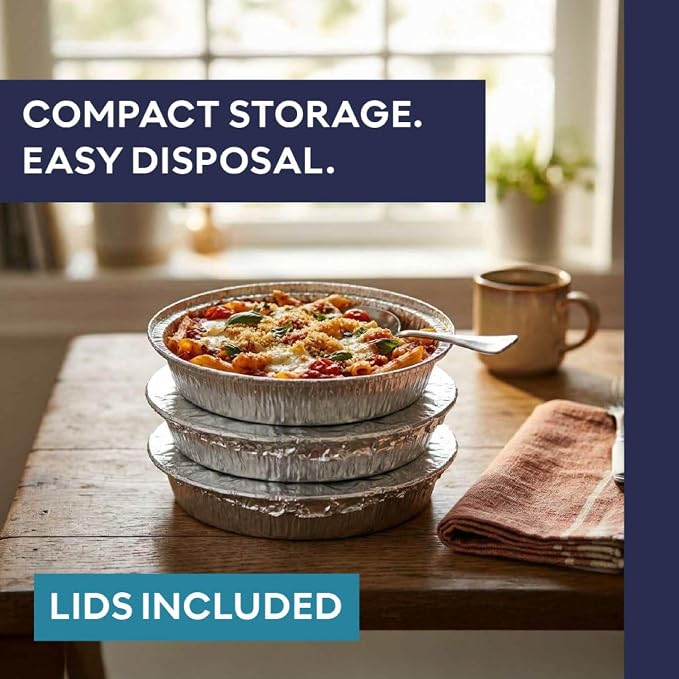 The Name 9" Round 30 Pack Aluminum Foil Pans Disposable Pie Tins, Mini Pans, Tart Baking Trays, Oven/Freezer Safe, Perfect for Apple Pie, Pumpkin Pie, Quiche, Pot Pie, Cobbler, Catering & Food Service