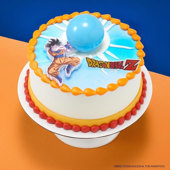 Dragon Ball Z Cake Topper | Light Up Goku & Spirit Blast Decoration With Pic | Ready To Use Birthday Cake Topper, Batteries Included - 2 Piece Set