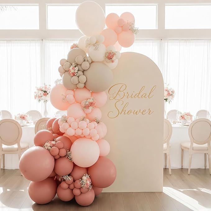 Dusty Pink Balloon Arch Kit 115Pcs Retro Blush Pink Sand White Balloons Garland Kit Neutral Boho Peach Nude Beige Cream Birthday Party Balloons for Girls Women Baby Shower Bridal Wedding Decorations