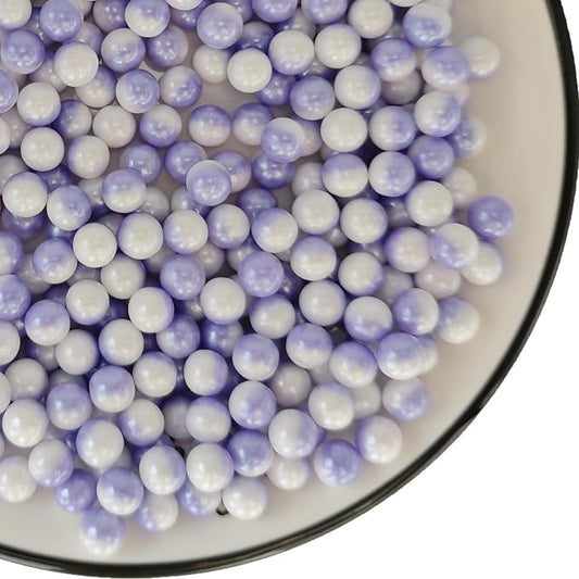 2 Colors in 1 Edible White & Purple Sugar Sprinkles, 4.23 oz Candy Pearls Ideal for Baking, Cake and Cupcake Toppers, Cookie Decoration, Ice Cream Topping (7mm)