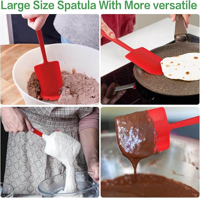 Large Silicone Spatula Wide Edge Rubber Spatula Scraper for Baking, Heat Resistant 600 ℉ Kitchen Big Spatulas for Baking Cooking, Mixing.