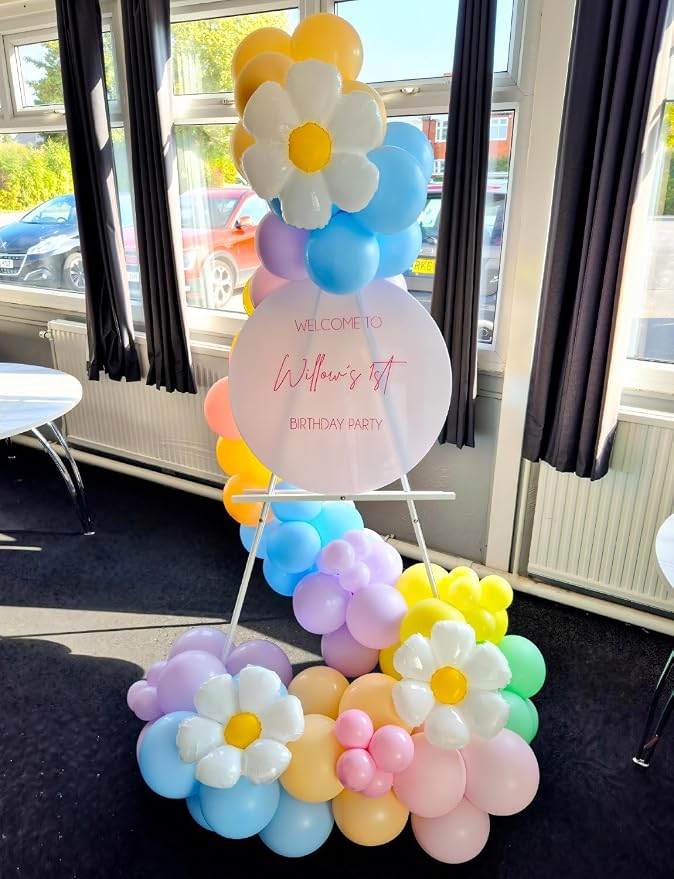 Daisy Balloon Arch Garland Kit - 131 Pcs Pastel Rainbow balloon arch kit with Daisy Balloons, for Birthday Party, Baby Shower, Flower Themed Party Decorations