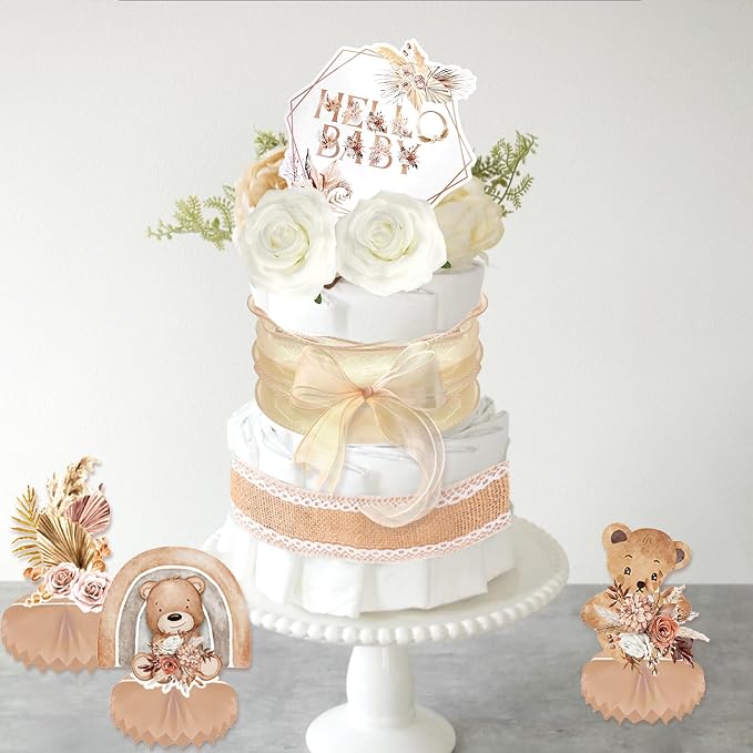 Boho Baby Shower Diaper Cake Decorating Kit Party Supplies Gender Reveal Decorations Baby Shower Gifts Cake Topper