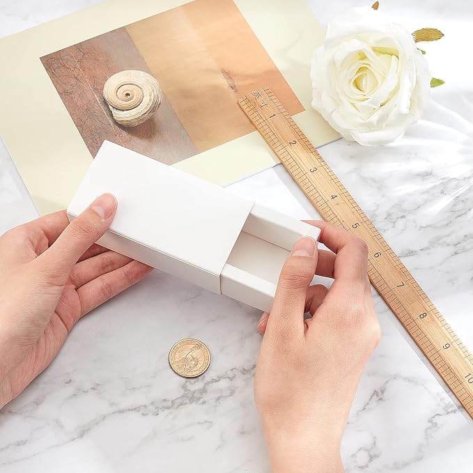 BENECREAT 16PCS White Kraft Packaging Drawer Box 4x2x1.4 Inch Cardboard Present Box for Lipstick, Small Perfume Essential Oil Bottle