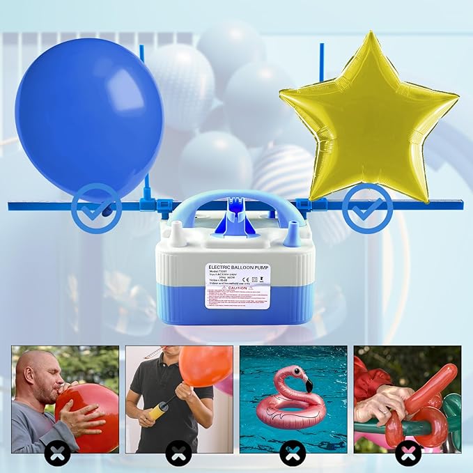 Balloon Pump Electric,110V 600W Balloon Blower Inflator Dual Nozzle Air Pump Balloons Inflator for Decoration, Party, Sport,Gifts:2 Balloon Tying Tools