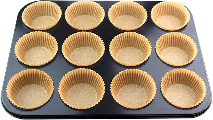 Standard Size Baking Cups Food-Grade Greaseproof Paper Cupcake Liners 200 Pcs (Natural)