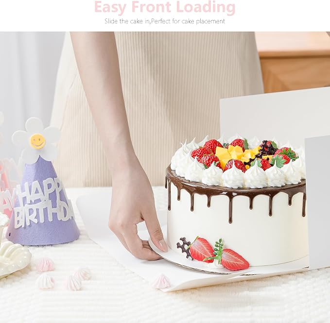 10 Pack Cake Boxes, 10x10x8 Inches Tall Cake Box with Cake Boards, White Bakery Boxes with Window, Disposable Cake Containers with Lids for Cake, Donuts, Pies, Cookies, Wedding, Birthday, Party