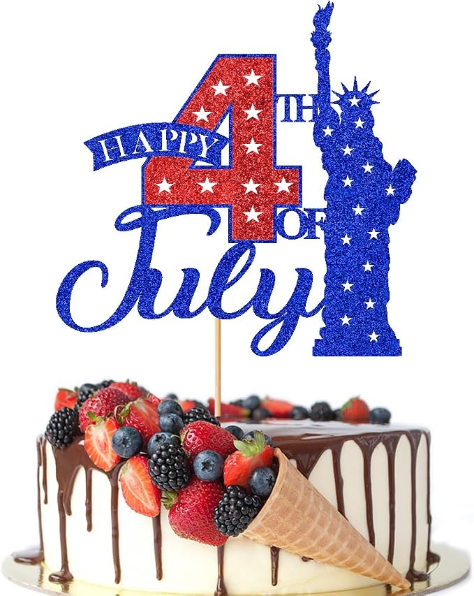 Happy 4th of July Cake Topper，Independence Day Cake Decor，America USA Patriotic Party Independence Day/Baby Shower/Birthday Party Decoration Supplies