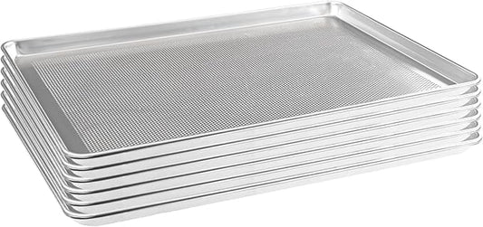HARDURA Aluminum Perforated Baking Sheet Pan 18”L X 26”W X 1”H Cookie Sheet, 6Packs, For Oven in Bakery & Restaurant, Kitchen