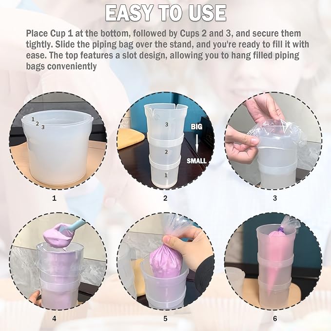 Pastry Piping Bag Holder Stand for Filling, Translucent Clear Plastic Cream Icing Bag Rack, Cake Decorating Tools (1 Pcs)