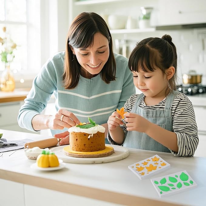 Beasea Silicone Molds Leaf Making, 4pcs Mini Fondant Leaf Shape Molds Silicone Nonstick for Cake Decoration Chocolate Candy Small Tiny Leaves Baking 2 Types 4pcs Moulds Sheet Mat