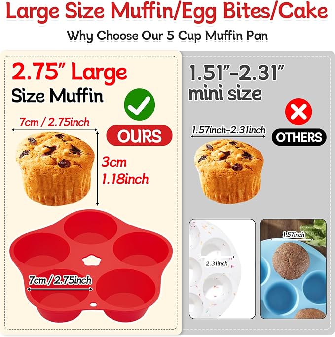 2pcs Air Fryer Muffin Pan Round Egg Bite Silicone Mold for Oven Bakin,1pcs Muffin Tins Cups Cake Tray for Air Fryer Liners Basket Instant Pot Accessories Baking Muffin Pancake