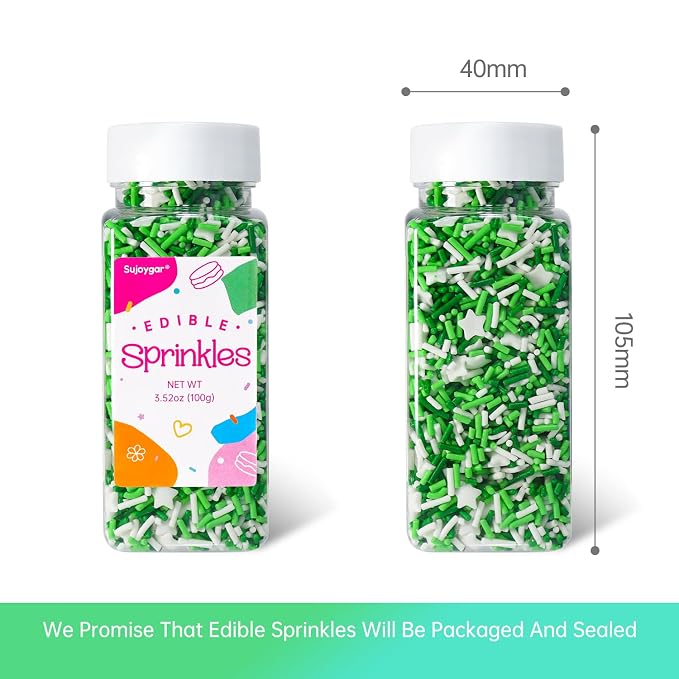Green Sprinkles for Cake Decorations, 3.52oz Football Sprinkles Edible for Cupcakes Topper for Cupcakes Topper Baking Cookies Birthday Party Supplies