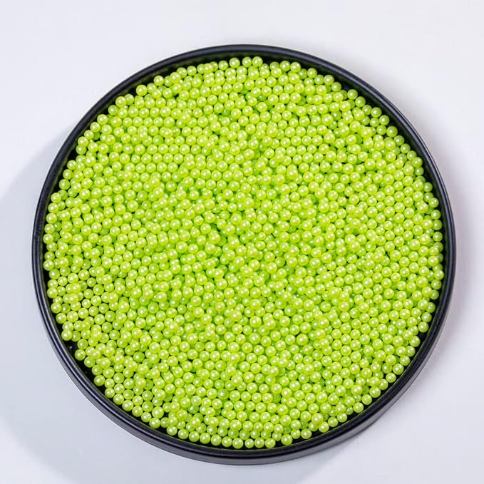 Green Sprinkles Edible Pearl,Cake sprinkles,Cookie sprinkles,Sugar Pearl, Edible Candy Pearls 130g 4.6OZ for Cake Cupcake Decorationg (4mm-Silver) (4mm-Qiangreen)