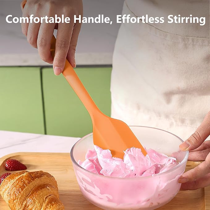 Orange Rubber Spatula for Kitchen Use, DUFEIMOY 10.8In Silicone Spatulas for Cooking Heat Resistant, Flexible Small Kitchen Spatula for Kitchen Nonstick Cookware