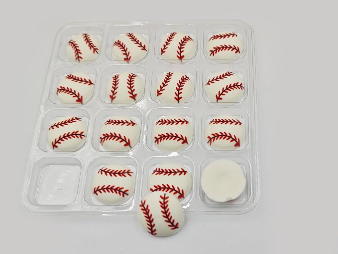 Edible 16 pieces Baseball cake decorations, cupcake toppers, perfect Icing Cookies decro for Sports Valentine's Day Birthday Halloween Thanksgiving Christmas party Team Dinner