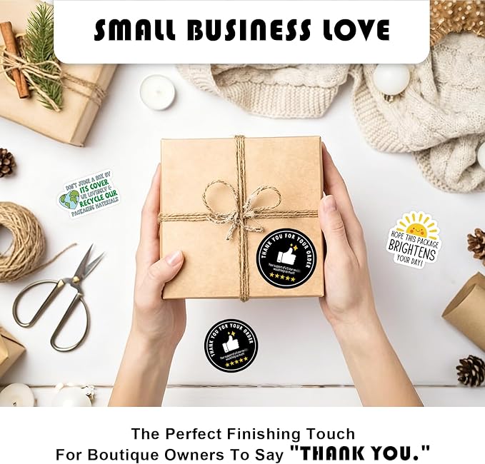 500pcs Thank You for Your Order Stickers - 1.7 Inch Round Small Business Stickers, 5 Star Support Labels for Shipping Bags, Gift Boxes, Envelopes, and Online Retail Packagings