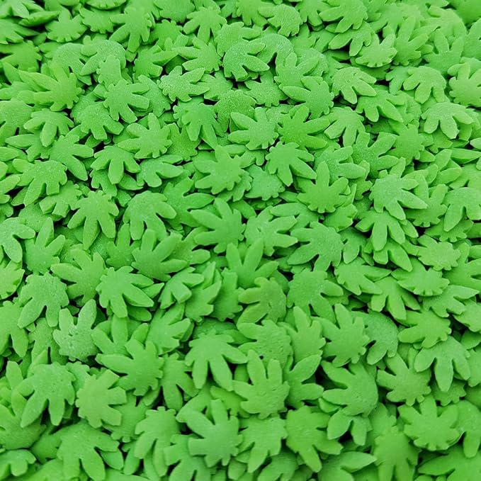 Edible Leaf Sprinkles, Green Sugar Sprinkles for Cake Decorating, Edible Sprinkle Mix for Baking Cookie, Cupcake Toppers, Ice Cream Topping, and Birthday Decorations