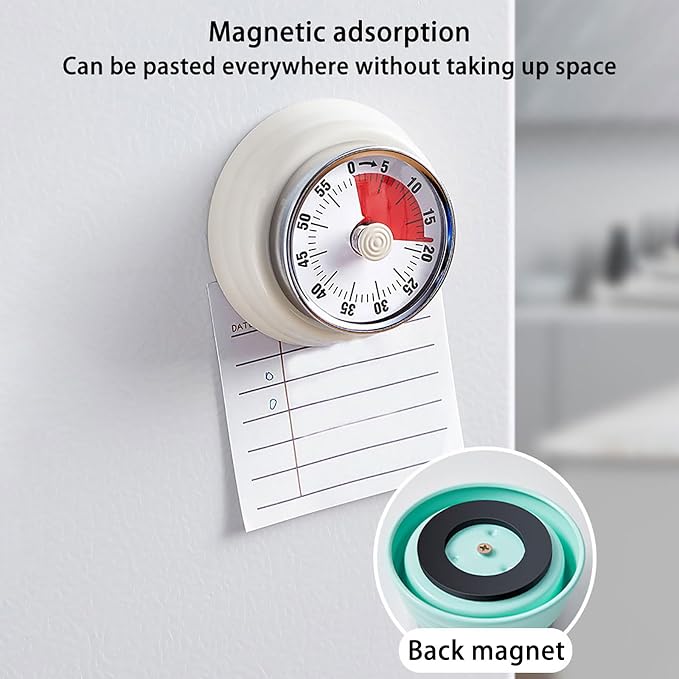 Elegant Stainless Steel Vintage Kitchen Timer with Magnetic Attachment - 60-Minute Countdown & Audible Alarm, Perfect for Cooking, Office Tasks, and Study Sessions (01-red)
