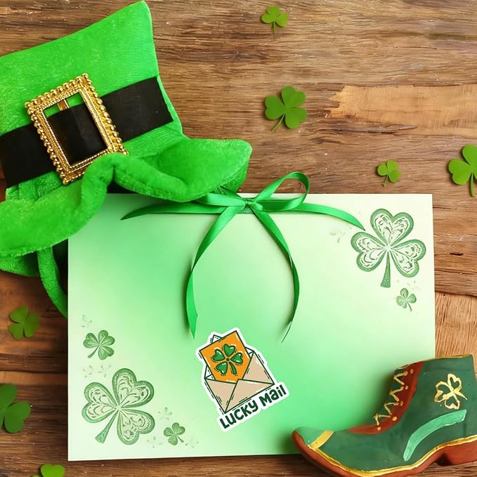 200 PCS St. Patrick's Day Packaging Stickers,Lucky Mail Sticker for Small Business Envelopes Shipping Boxes Gift Packaging