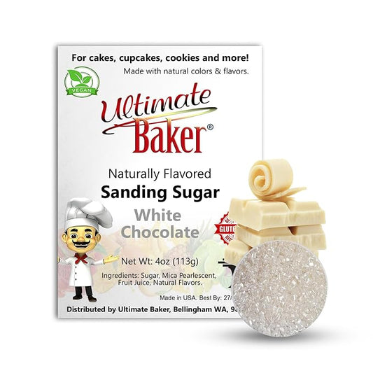 Ultimate Baker Flavored Sanding Sugar (1x4oz) - Burst of Flavor & Color for Cakes, Cookies & More, All-Natural, Perfect for Baking & Decorating or as a Flavored Coffee Sugar (White Chocolate)