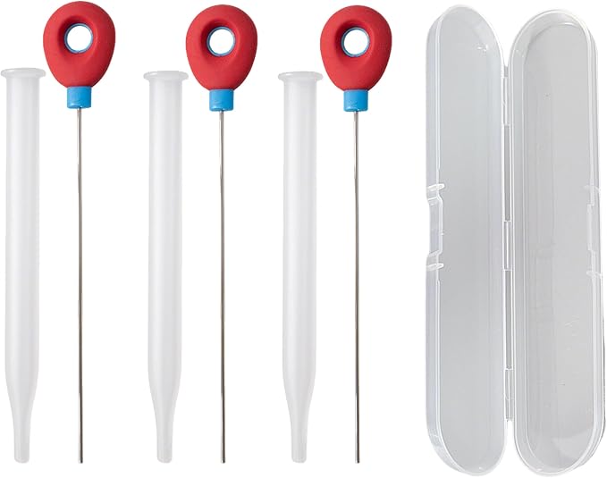 Cake Tester Set, 3-Pack Stainless Steel Baking Testers with Storage Case & Baking Guide, Reusable Cake Doneness Tester Tool for Cakes, Bread, Cupcakes & Brownies
