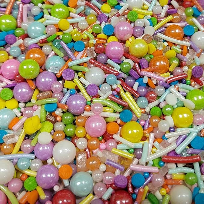 EPHVODI Rainbow Sprinkles for Cake Decorating, 3.35 oz Baking Edible Cake Decorations Pastel Jimmies Pearls Sprinkle Mix for Donut Cookie Cupcake Ice Cream Toppings