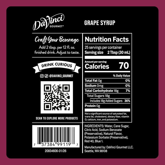 DaVinci Gourmet Grape Syrup, 25.4 Fluid Ounces (Pack of 1)