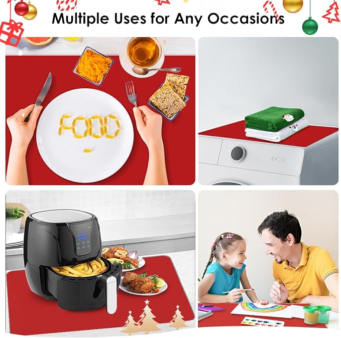 Extra Large Silicone Mats For Kitchen Counter, Food Grade Silicone Placemats for Kids, Nonstick Silicone Mat for Baking Crafts, Heat Resistant Mat Pastry Mat for Rolling Dough Nonslip,27.6''x15.7''Red