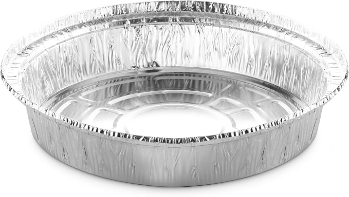 MontoPack 9” Round Aluminum Foil Pans | Disposable Containers with Straight Walls for Storing, Serving, Baking & Reheating | Freezer and Oven Safe, Recyclable, USA-Made | 50-Pack of Tins for Meal Prep