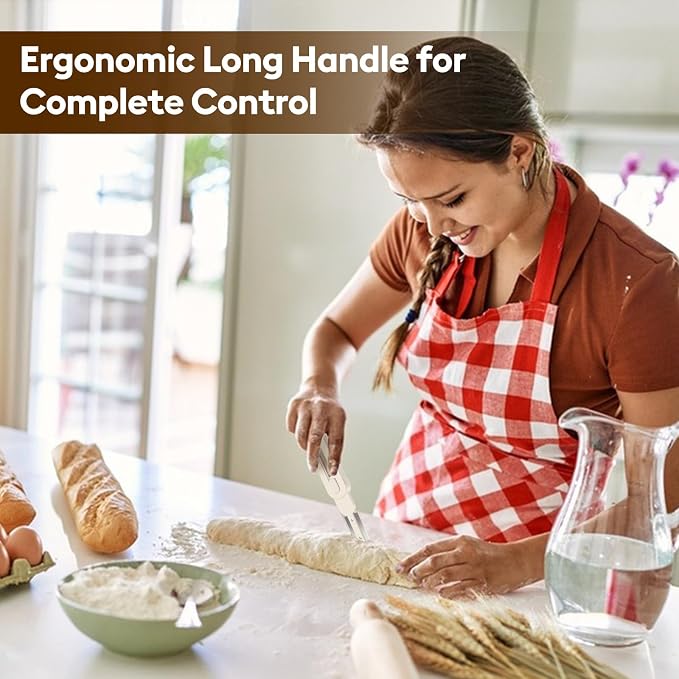 MOJOHAND Bread lame for Dough, Magnetic & Reusable Bread Lame Dough Scoring Tool, Anti-Slip Handle with Long Retractable Razor blades, Sourdough Scoring tool for Bread Making(Off-white)