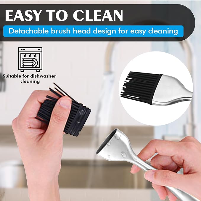 Basting Brush 2PCS Stainless Steel Sauce Brush 12.6 in and 8.46 in Long Handle Oil Brushes Heat Insulation Anti Scalding Cooking Brush for Pastry Sauce BBQ Grill