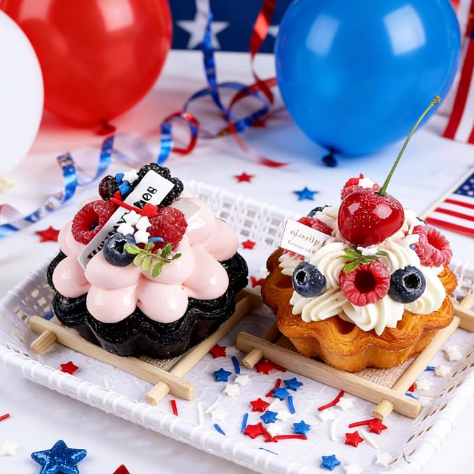 Red White and Blue Sprinkles, 11.3oz/320g Edible Patriotic Sprinkles Mixed Star Nonpareils Jimmies Sanding Sugar, 4th of July Sprinkles 4 Jars Set for Baking Cakes Cupcakes Cookies Ice Cream