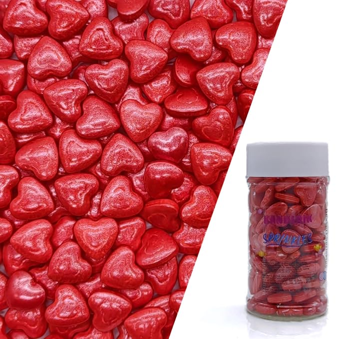Red Double Heart Sprinkles Edible Heart Cake Decorating Cake Decorations Cupcake Toppers Cookie Decorating Perfect for Cakes, Cupcakes, Desserts Toppings 3OZ