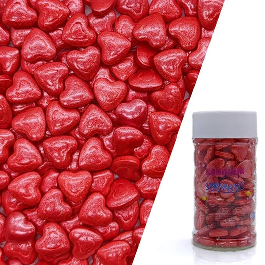 Red Double Heart Sprinkles Edible Heart Cake Decorating Cake Decorations Cupcake Toppers Cookie Decorating Perfect for Cakes, Cupcakes, Desserts Toppings 3OZ