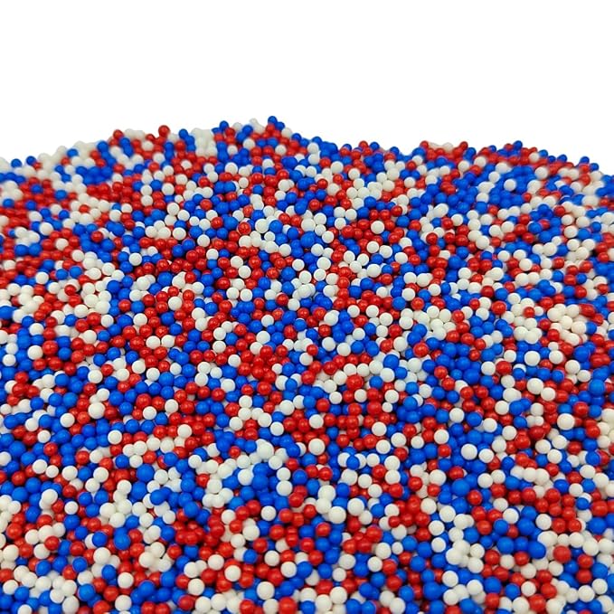 EPHVODI Red Blue and White Patriotic Sprinkles Fourth of July Nonpareils Sprinkles Edible Mini Pearl Sprinkle for Cake Decorations, Baking, Ice Cream, Cookies, Donuts and Lollipops - 2mm Sugar Pearls 3.88oz