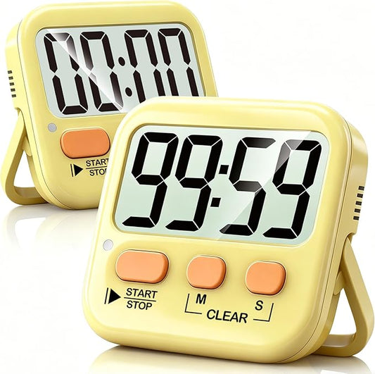 Antonki 2 Pack Digital Timer for Kids, Magnetic Countdown Kitchen Timers for Cooking, Egg, Classroom, Teacher, Exercise, Study, Oven - Battery Included