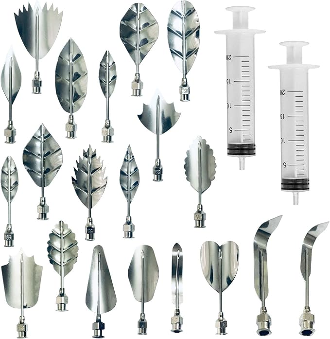 Woohome Art Cake Tools, 22 PCS 3D Gelatin Jelly Tools Includes 20 PCS Gelatin Tools and 2 PCS 10ml Syringe Pudding Pastry Nozzles for Cake Decoration, Jelly Cake making